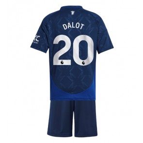 Billiga Manchester United Diogo Dalot #20 Bortatröja Barn 2024-25 Kortärmad (+ Korta byxor)